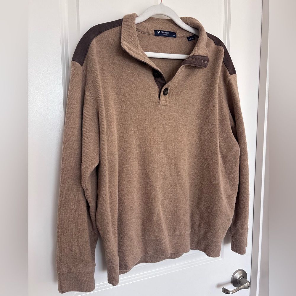 Cremieux Classics Brown and Tan Pullover Sweater 100% Cotton elbow pad Blokecore